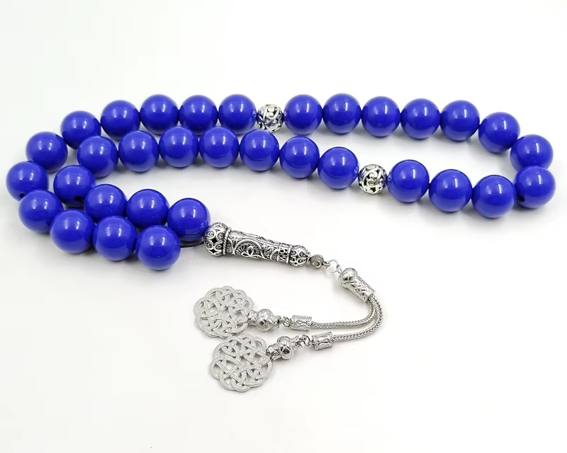 Big Size Tasbih Blue resin bracelet Muslim  prayer beads misbaha Eid gift ramadan arabic fashion