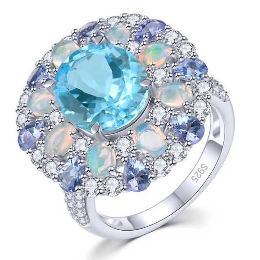 Natural Blue Topoz Sterling Silver Opal   Luxury Style