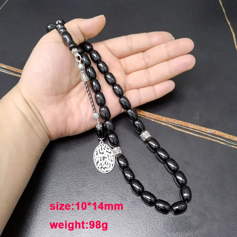 Tasbih natural black agate stone Barrel shape bracelet ramadan Gift Eid misbaha Muslim accessories gulf design prayer beads