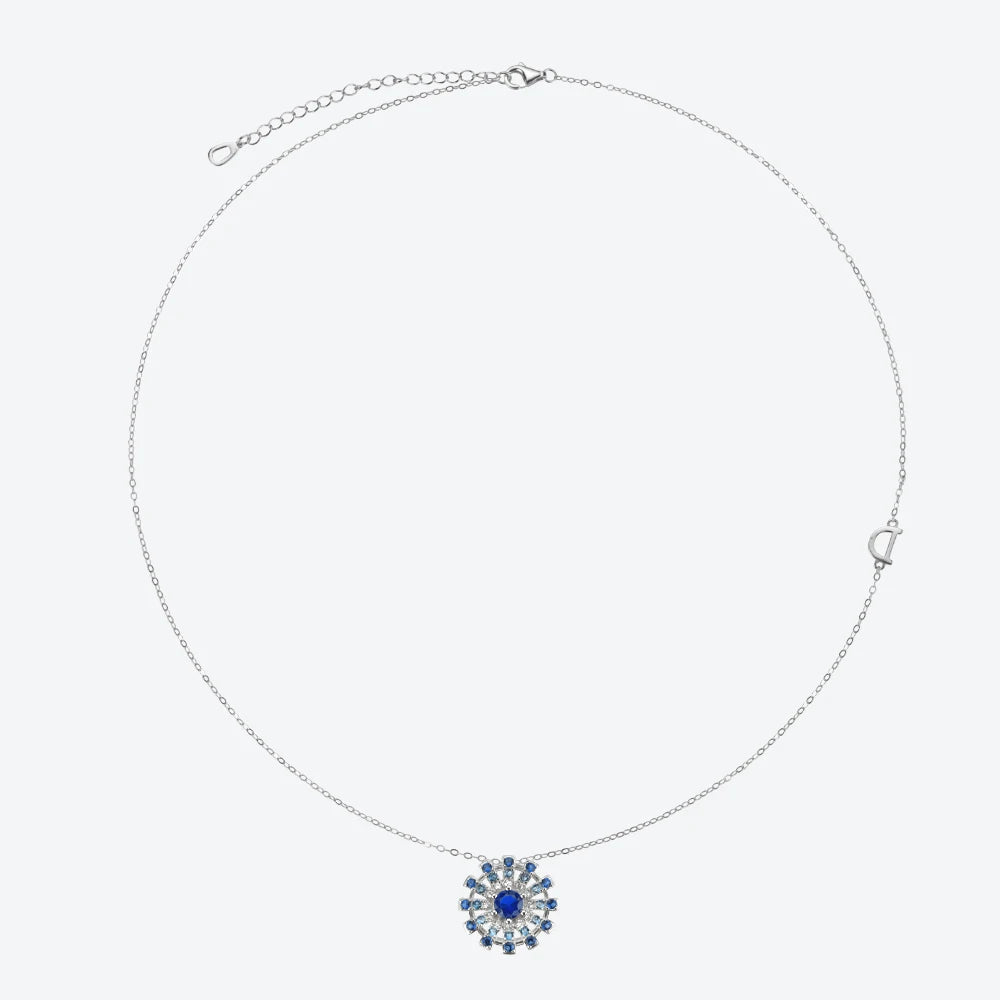 925 Sterling Silver Gold Yellow Sun Flower Crystal Blossom Pendant Long  Necklace  Jewelry