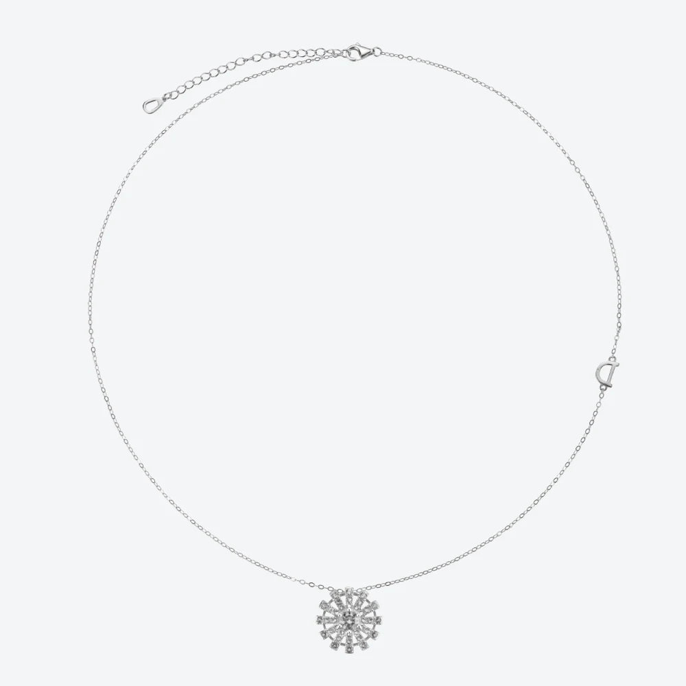 925 Sterling Silver Gold Yellow Sun Flower Crystal Blossom Pendant Long  Necklace  Jewelry