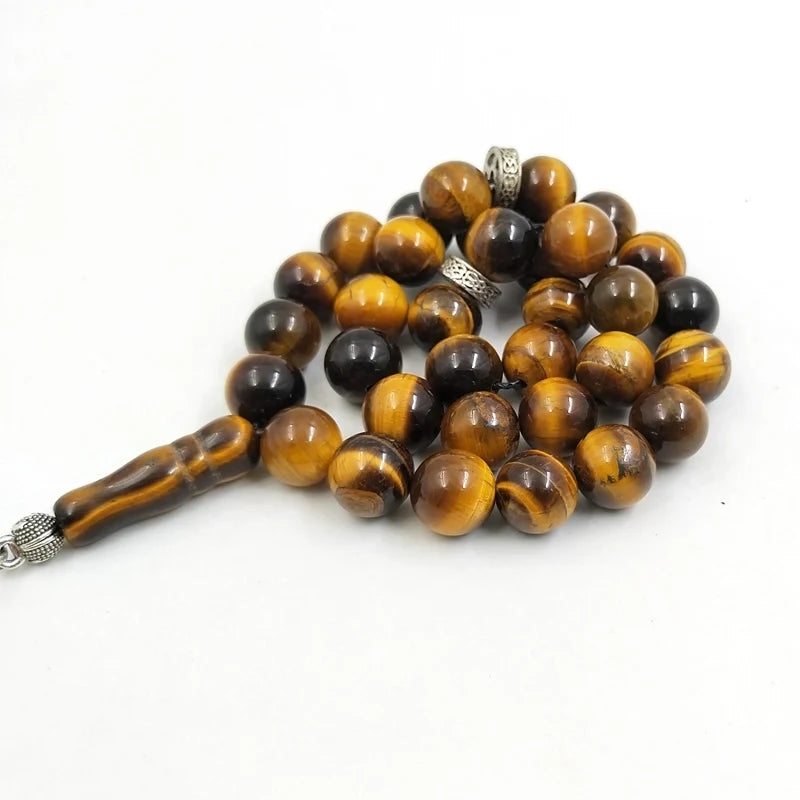 Natural Tiger eye stone tasbih Arwen Pendant Muslim  misbaha prayer beads bracelet Arabic fashion Rosary