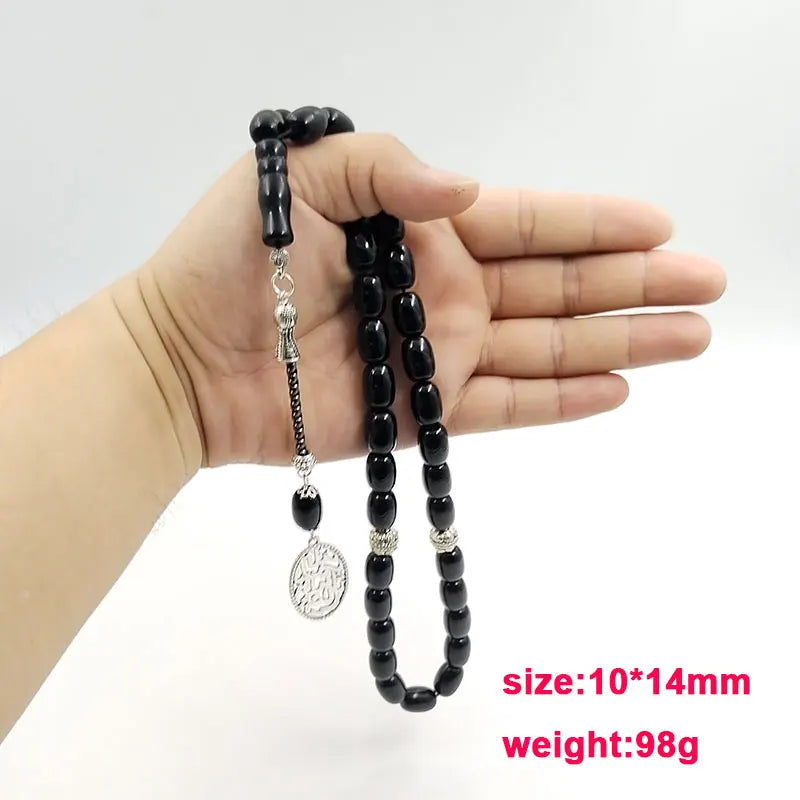 Tasbih natural black agate stone Barrel shape bracelet ramadan Gift Eid misbaha Muslim accessories gulf design prayer beads