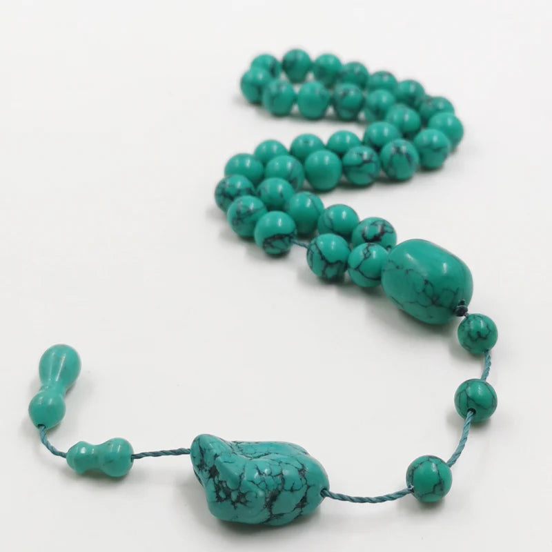 Tasbih  Green Mongolia Turquoise Gemtone Muslim Prayer Beads Islamic Misbaha