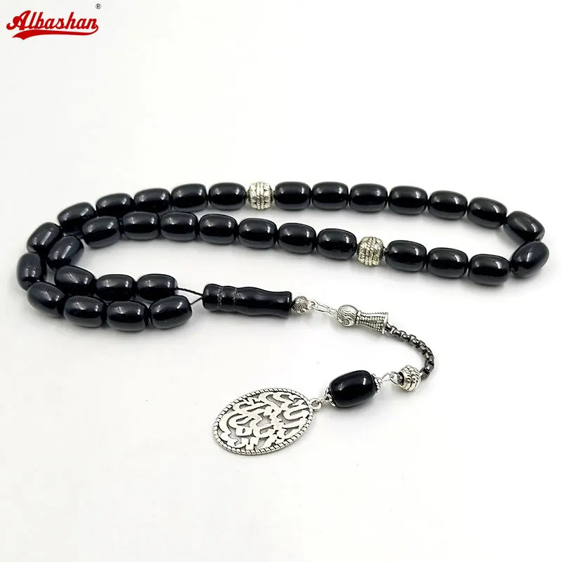 Tasbih natural black agate stone Barrel shape bracelet ramadan Gift Eid misbaha Muslim accessories gulf design prayer beads