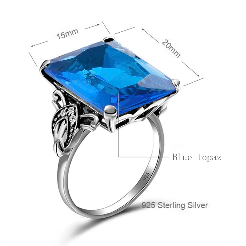 Fashion  925 Silver Real Blue Stones Crystal