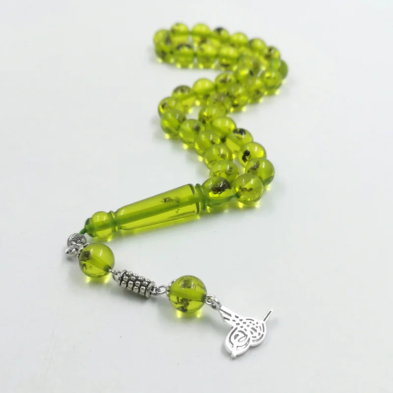 Real Insect Green Resin Rosary Rosary  Misbaha Islamic Insect