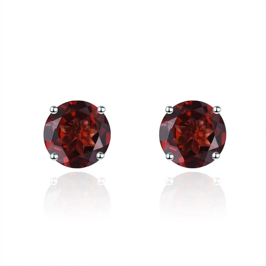 925 Silver Stud Earrings Genuine Red