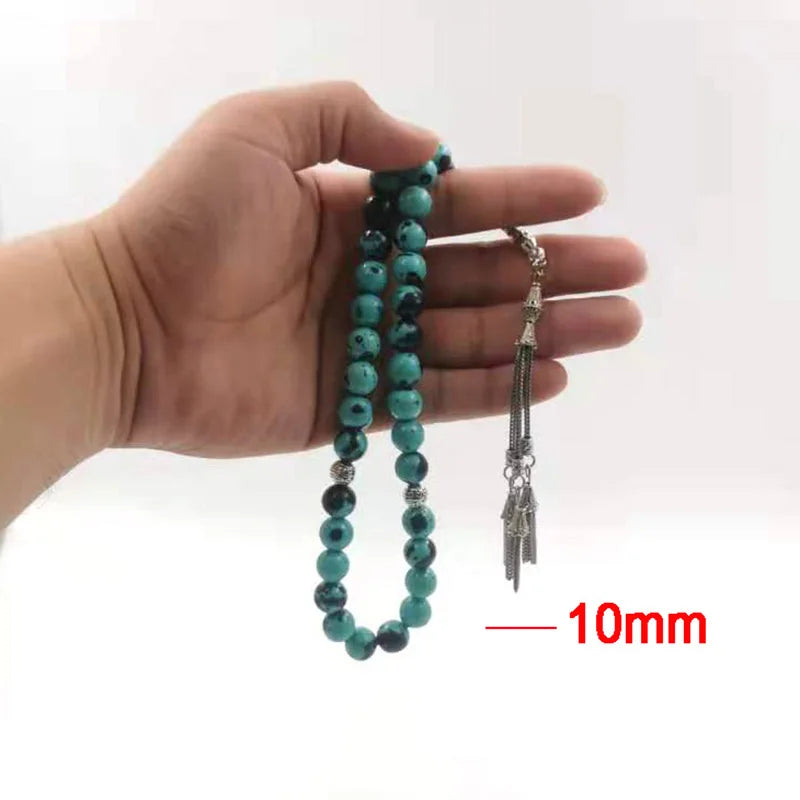 Tasbih Natural Rain Colored Stone  Muslim Accessories Turkey Arabian Worship Rosary Round Bracelet