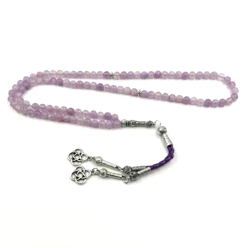 Tasbih Natural Light Amethyst stone Muslim Bracelet Turkish misbaha 99 rosary bead islamic jewelry