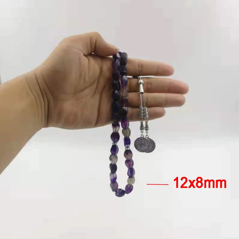 Tasbih Natural Purple Agates stone Turkish jewelry Islamic misbaha