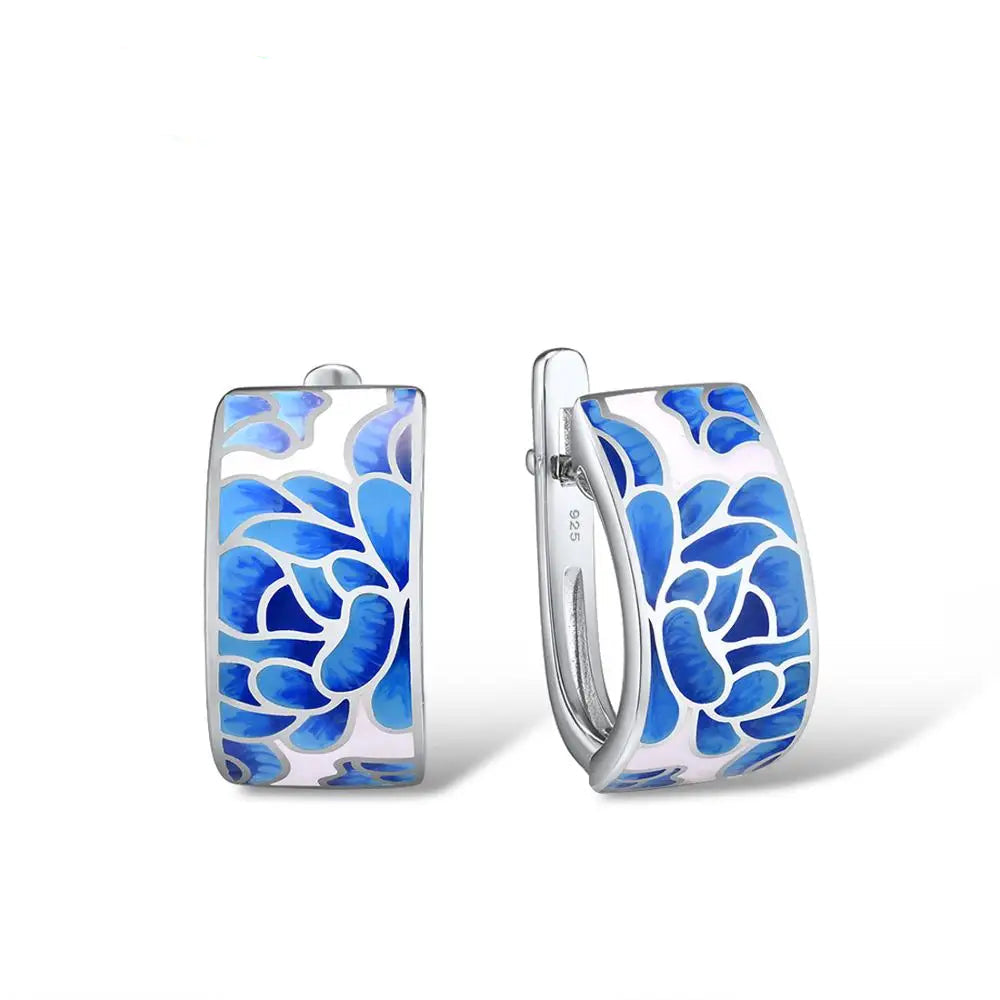 925 Sterling Silver Blue Flower  Jewelry