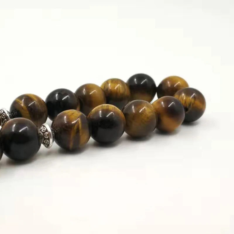 Natural Tiger eye stone tasbih Muslim man misbaha prayer beads bracelet 33 45 51 66 99 100beads Arabic fashion Rosary