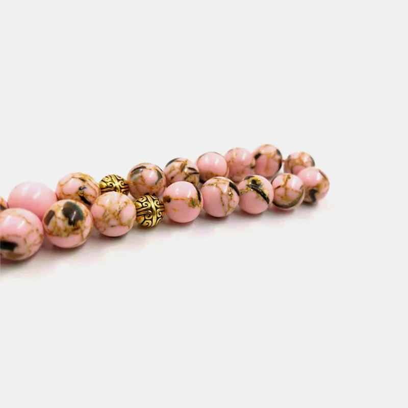 Tasbih pink stone with shell Muslim Rosary bead misbaha islamic Eid Gift  arabic fashion product bracelets turkish jewelry