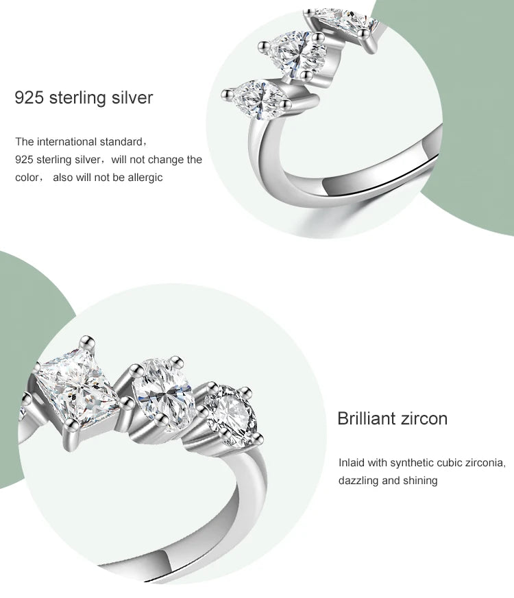 Ailmay Really925 Sterling Silver Fashion Luxury Shining Irregula Geometric Zircon Finger Ring For Women Romantic Wedding Jewelry