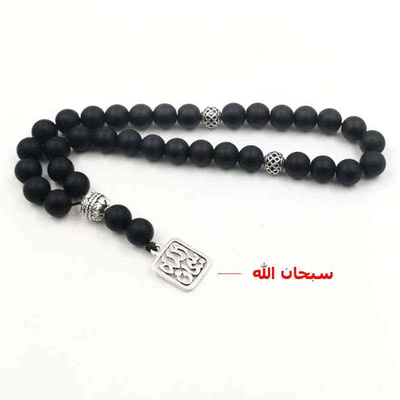 Frosted agates Tasbih New style Black stone Muslim prayer beads Rosary Islamic