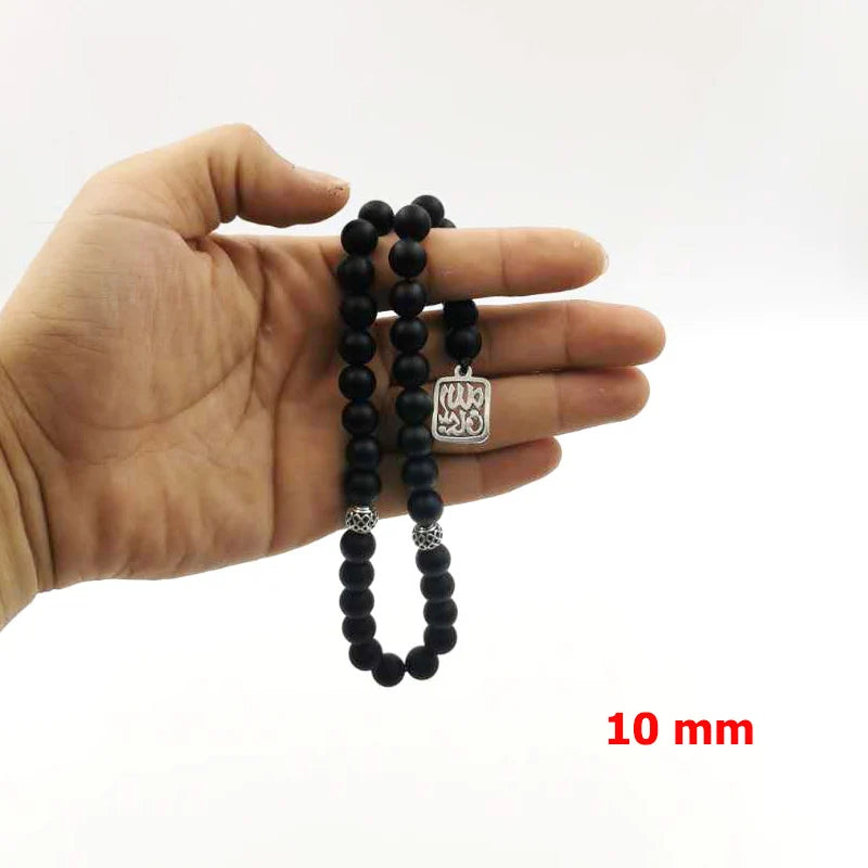 Frosted agates Tasbih New style Black stone Muslim prayer beads Rosary Islamic