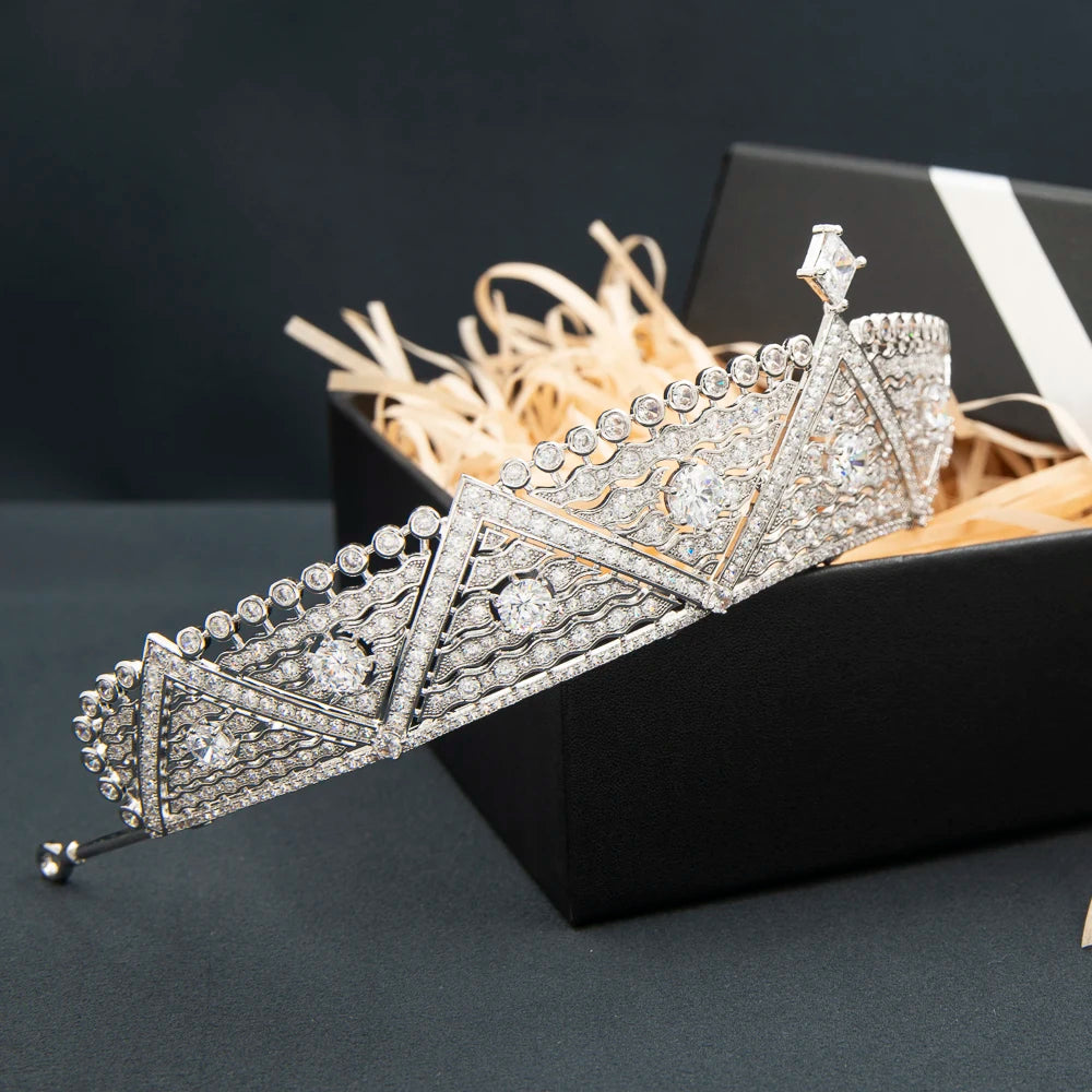 Luxury Crystals Classic Zirconia Royal Tiara for Wedding,Crystal Princess Tiaras