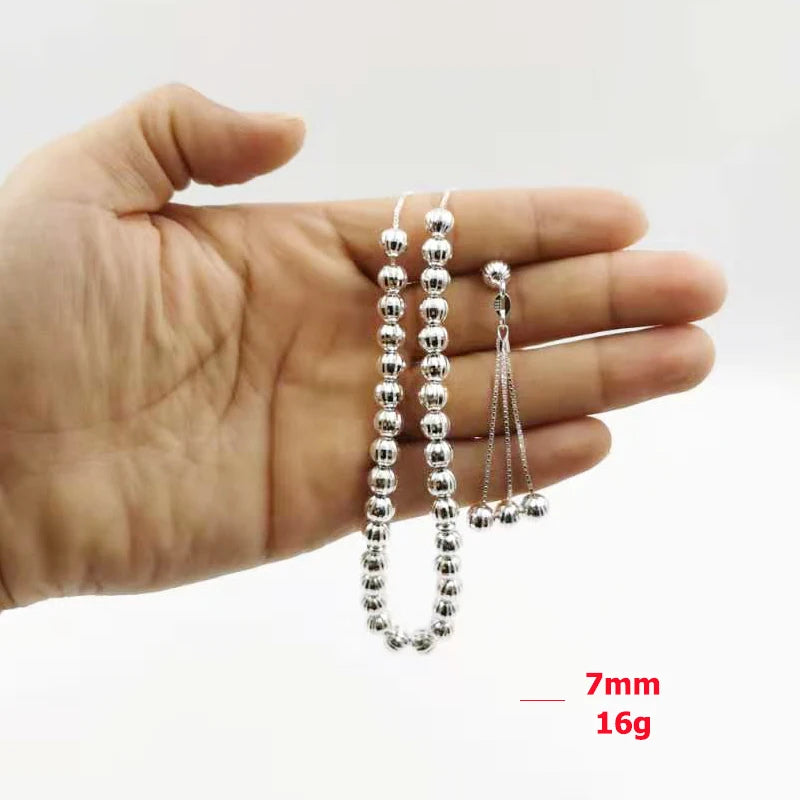 100% Real 925 sterling silvers Tasbih pure silvers Rosary beads Muslim bracelet islamic Ramadan Eid gift turky Jewelry