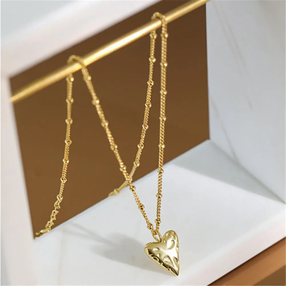 925 Sterling Silver Gold Heart  Luxury Fashion  Jewelry