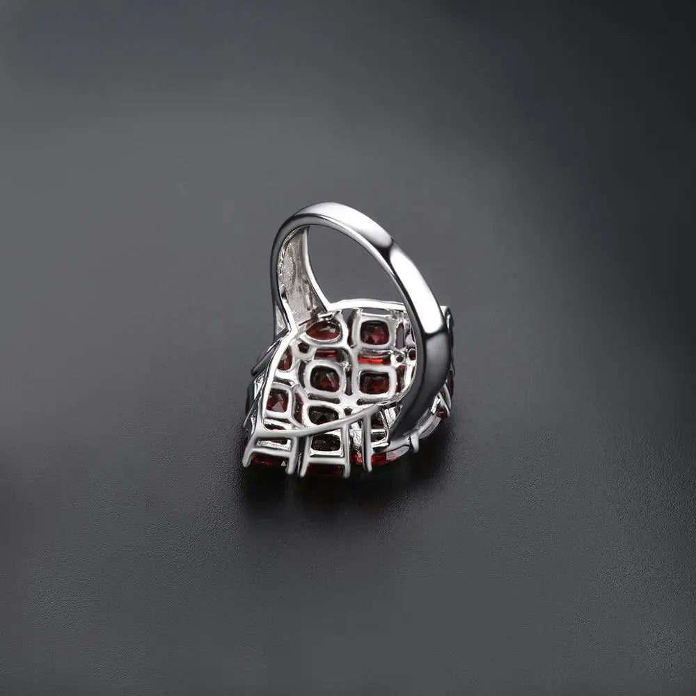 Natural Garnet Sterling Silver Rings Women Wedding Engagement 9.12 Carats Natural Gemstone