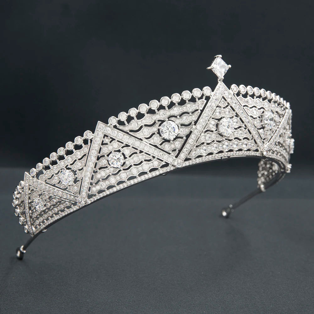 Luxury Crystals Classic Zirconia Royal Tiara for Wedding,Crystal Princess Tiaras