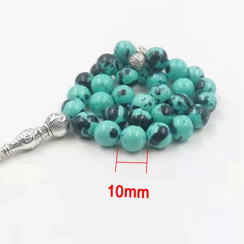 Tasbih Natural Rain Colored Stone  Muslim Accessories Turkey Arabian Worship Rosary Round Bracelet