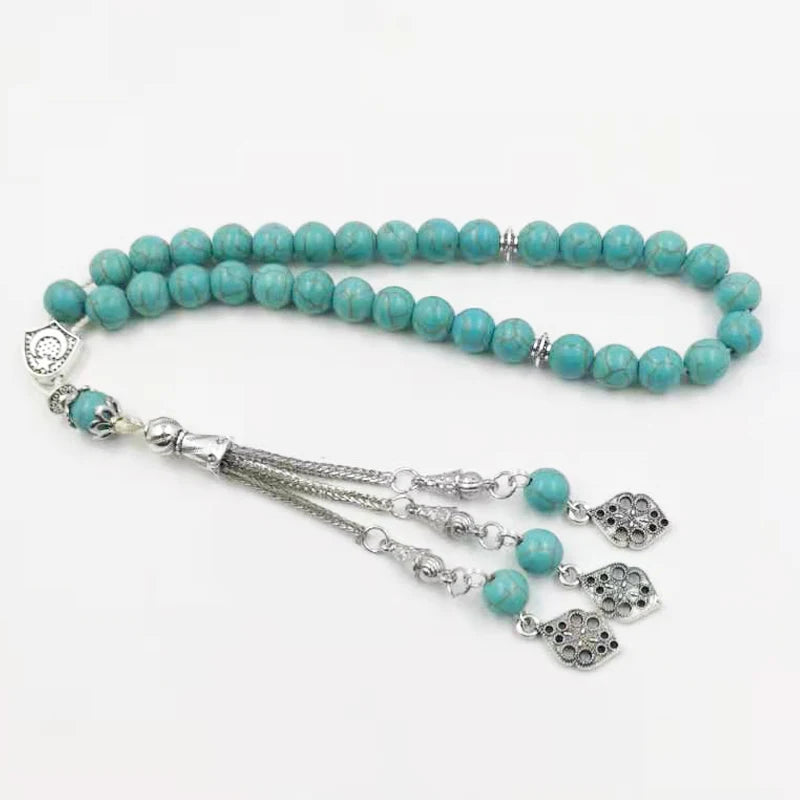 Tasbih Blue Turquois stone misbaha muslim bracelet arabic wholesale gifts accessoires on hand Hot selling Rosary beads