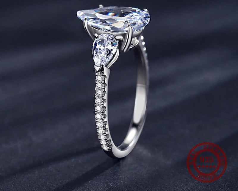Luxury  925 Sterling Silver Clear Zirconia