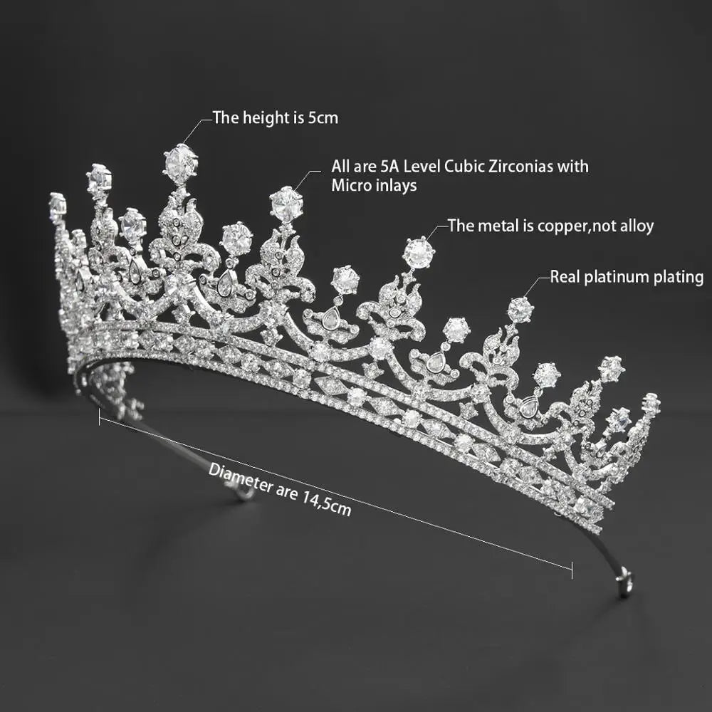 Classic Zirconia Royal Crystal Princess Crown