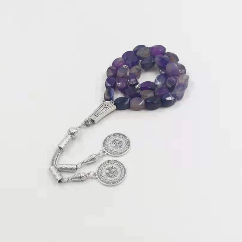 Tasbih Natural Purple Agates stone Turkish jewelry Islamic misbaha