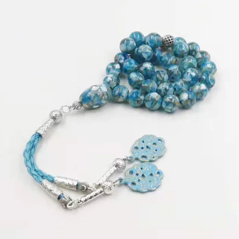 Blue seashell Tasbih muslim prayer beads Kazaz Tassel rosary bead Eid gift islamic arab bracelet misbaha turkish jewelry