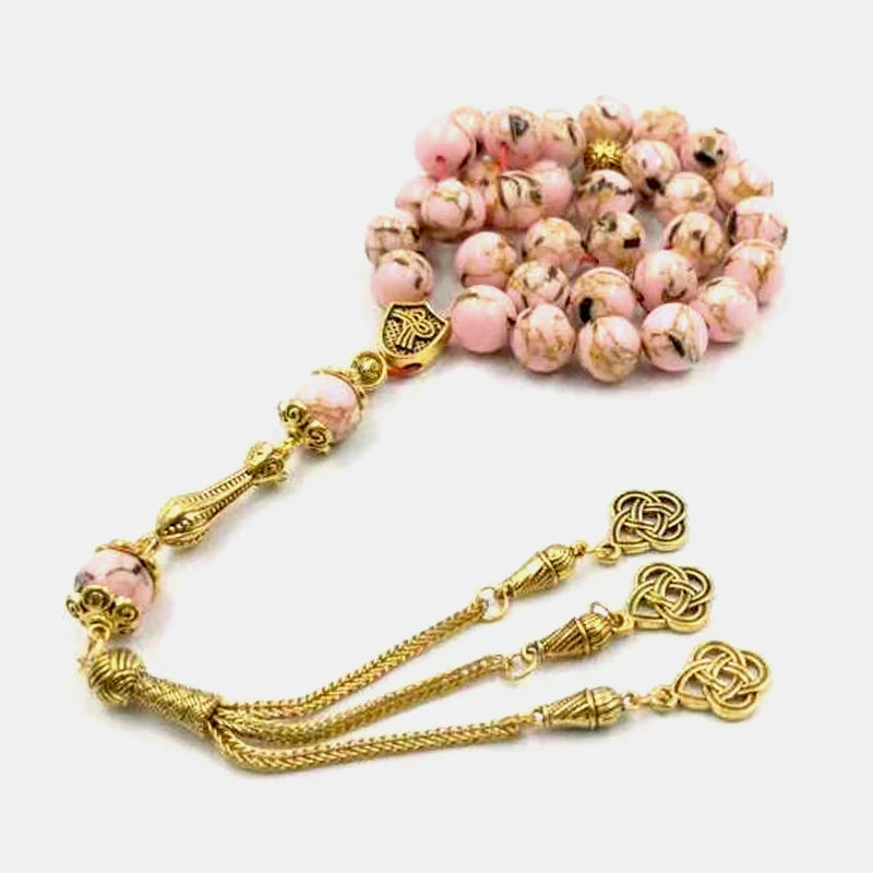 Tasbih pink stone with shell Muslim Rosary bead misbaha islamic Eid Gift  arabic fashion product bracelets turkish jewelry