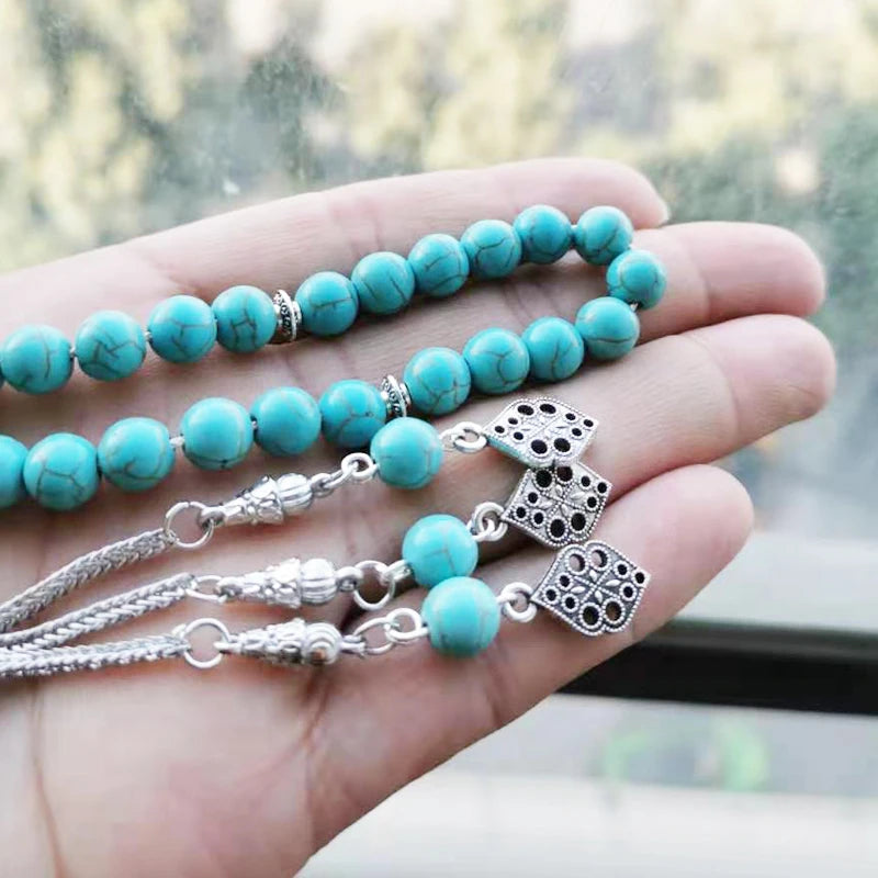 Tasbih Blue turquois stone Turkish jewelry  misbaha muslim Rosary beads