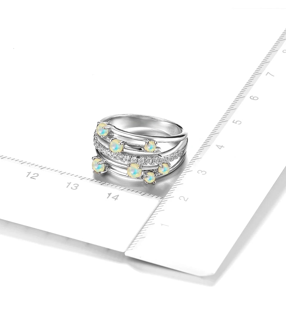 Natural Opal 925 Silver Ring for Women 0.87 Carat Opal S925 Silver Classic Design