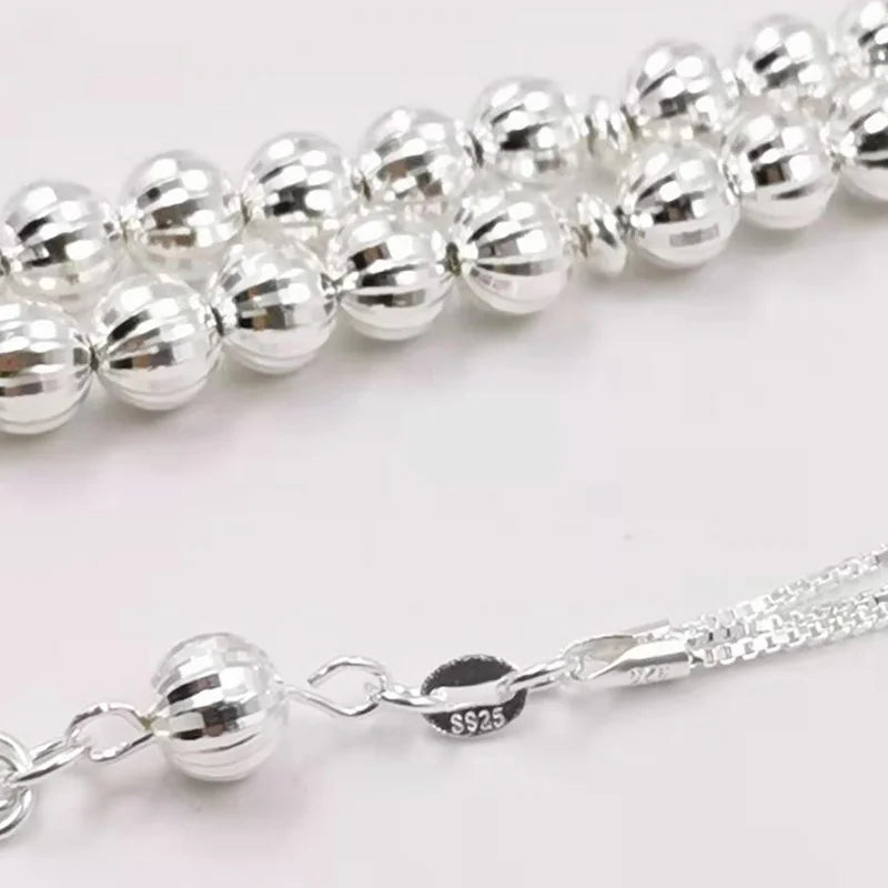 100% Real 925 sterling silvers Tasbih pure silvers Rosary beads Muslim bracelet islamic Ramadan Eid gift turky Jewelry