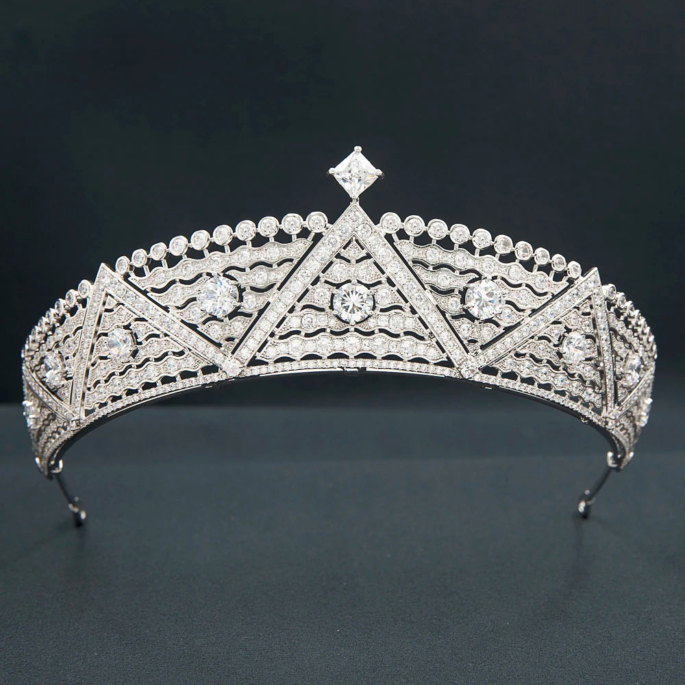 Luxury Crystals Classic Zirconia Royal Tiara for Wedding,Crystal Princess Tiaras