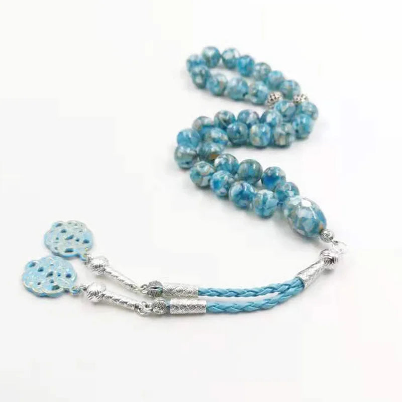 Blue seashell Tasbih muslim prayer beads Kazaz Tassel rosary bead Eid gift islamic arab bracelet misbaha turkish jewelry