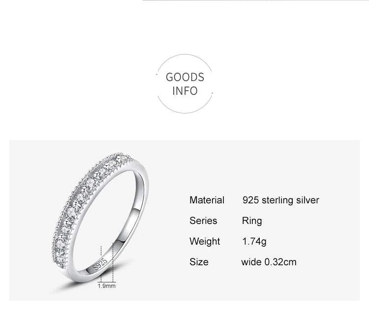 Real 925 Sterling Silver Clear Zircon