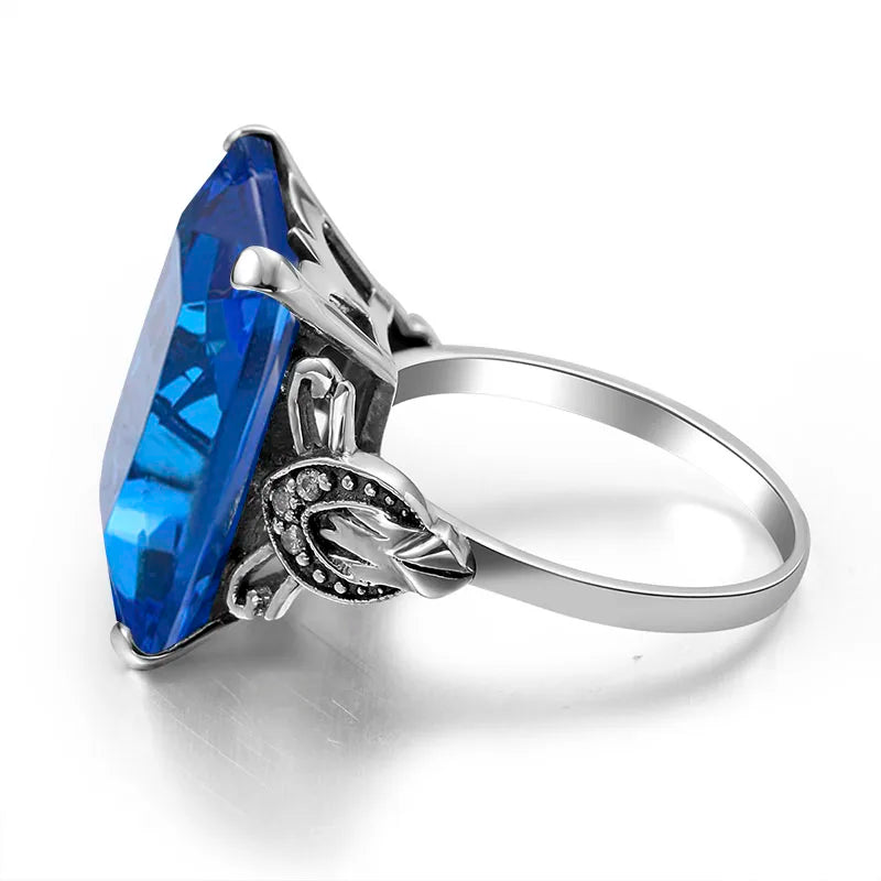 Fashion  925 Silver Real Blue Stones Crystal