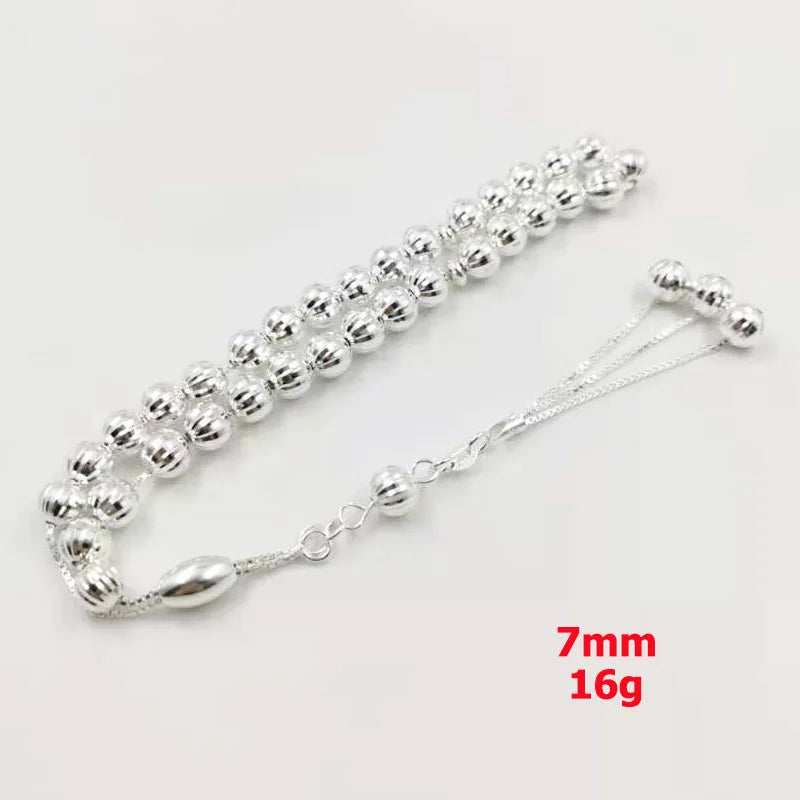 100% Real 925 sterling silvers Tasbih pure silvers Rosary beads Muslim bracelet islamic Ramadan Eid gift turky Jewelry