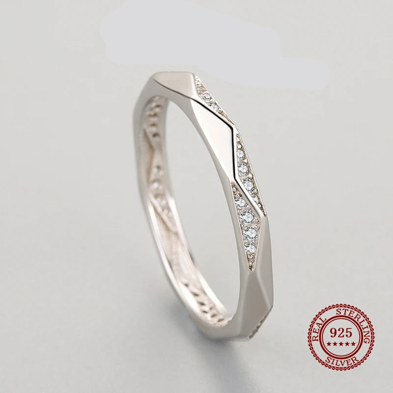 Silver Design Rings Clear Zircon