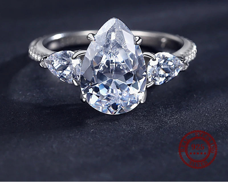 Luxury  925 Sterling Silver Clear Zirconia