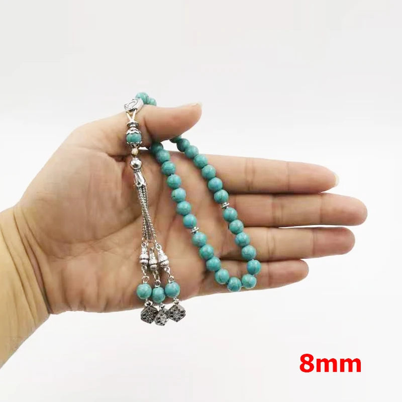 Tasbih Blue turquois stone Turkish jewelry  misbaha muslim Rosary beads