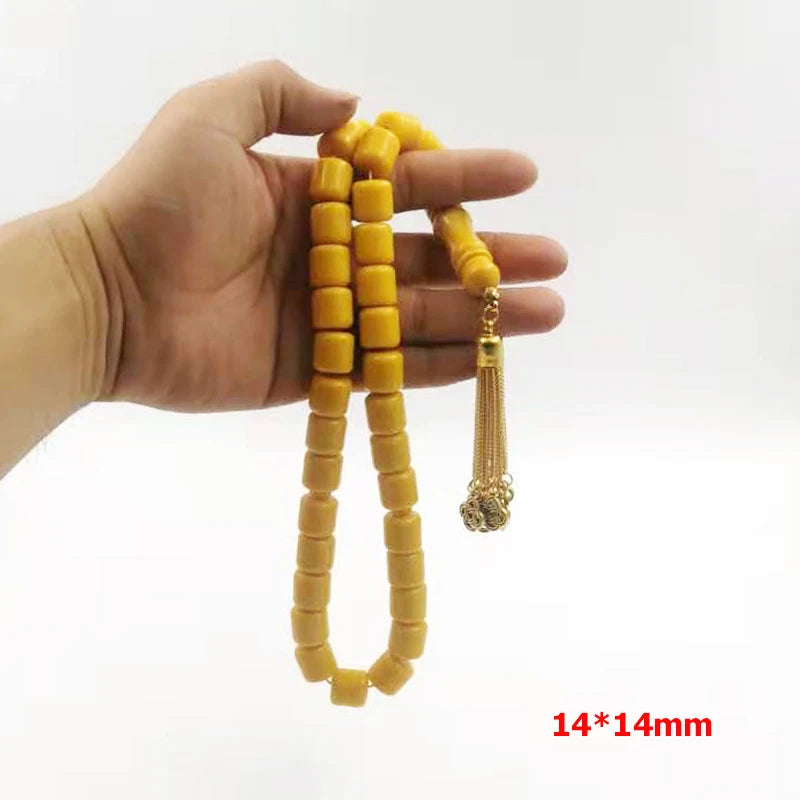 Tasbih Yellow Resin Muslim Bracelet Eid Gift Gold Tassel Islamic Misbaha Arabic Fashion