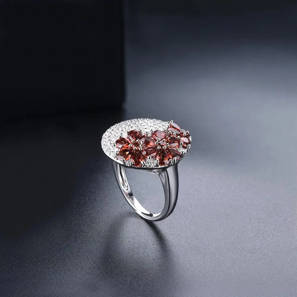 Natural Red Garnet  2.85 Carats 925 Silver  Wedding Engagement Unique Special