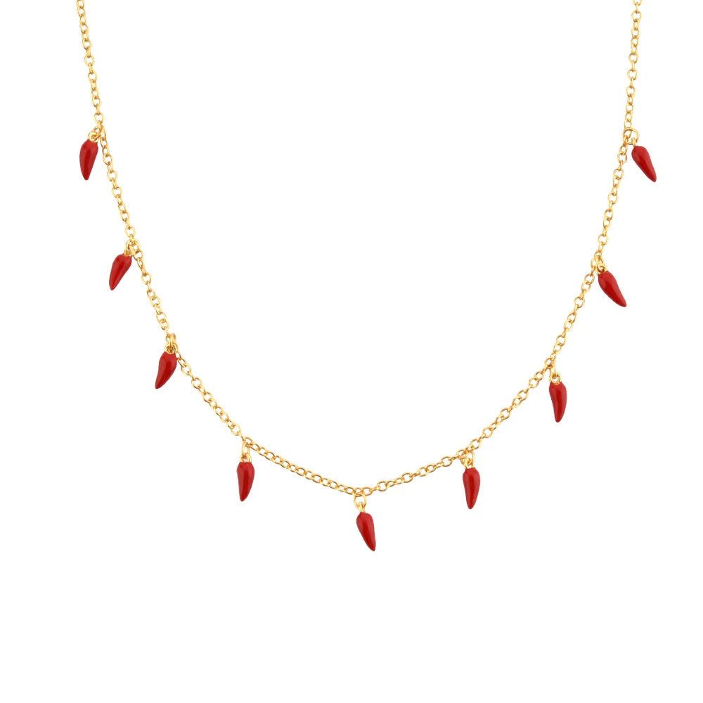 925 Sterling Silver Gold Red Chili Spicy