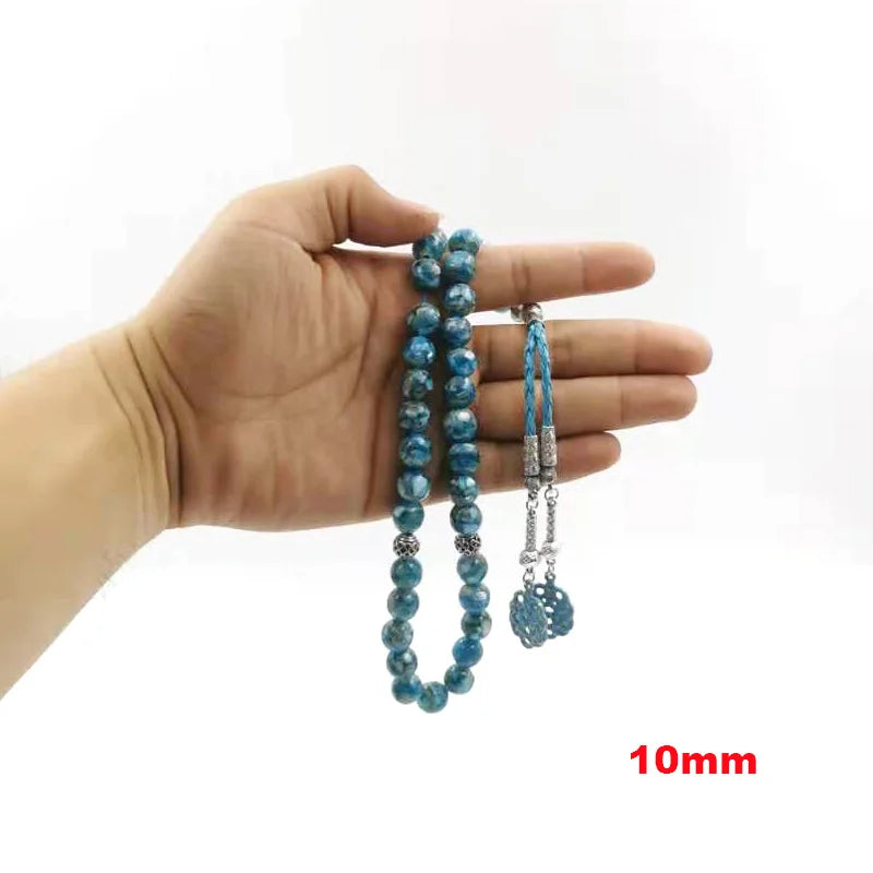 Blue seashell Tasbih muslim prayer beads Kazaz Tassel rosary bead Eid gift islamic arab bracelet misbaha turkish jewelry