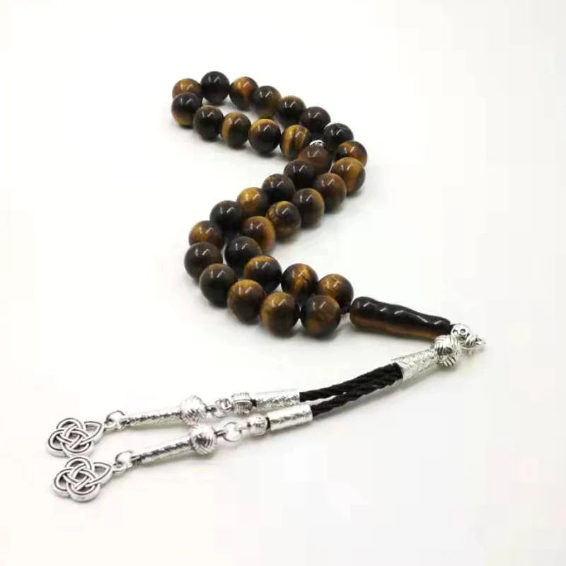 Natural Tiger eye stone tasbih Muslim man misbaha prayer beads bracelet 33 45 51 66 99 100beads Arabic fashion Rosary