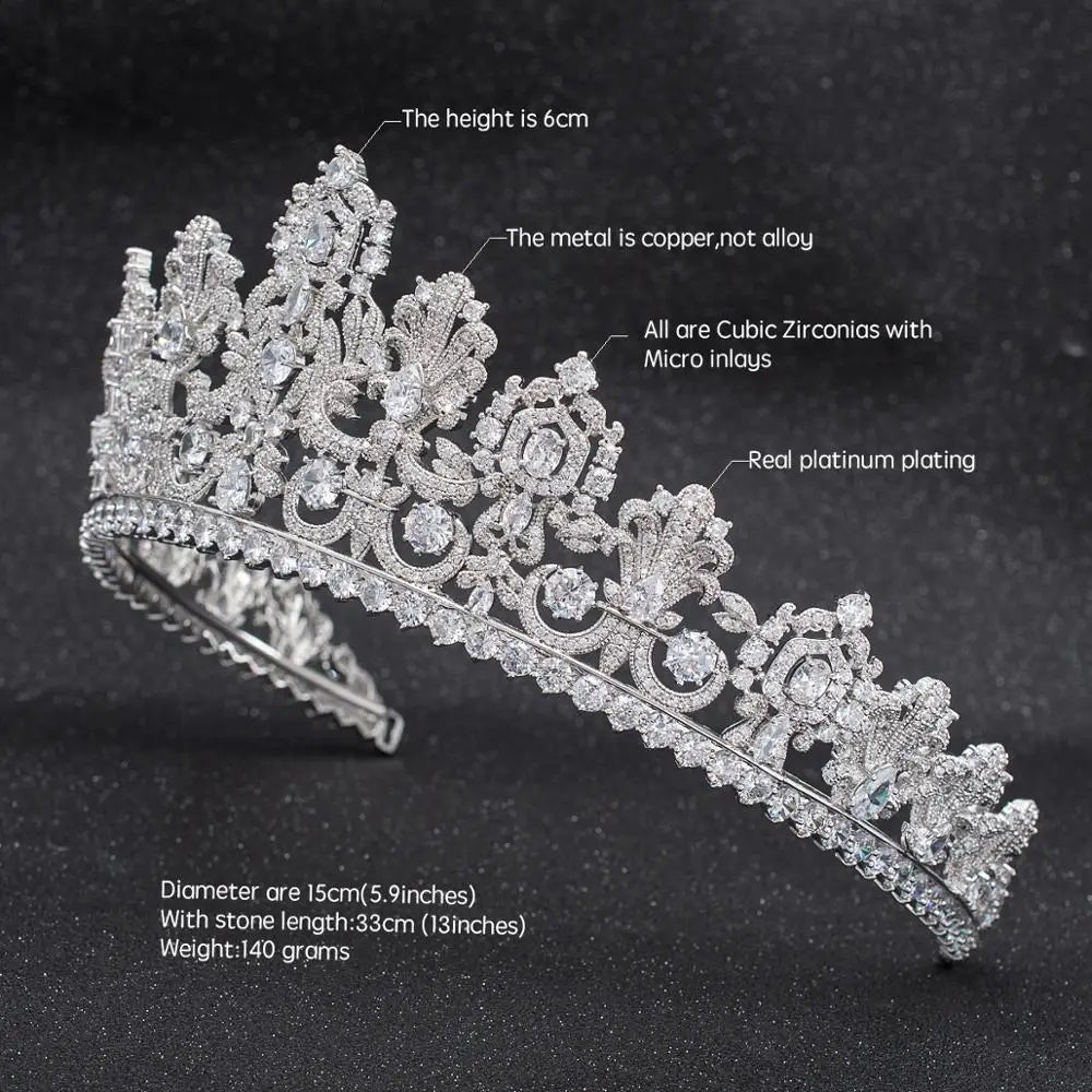 Luxury  Zirconia Crown Accessories Princess  Crystal Queens